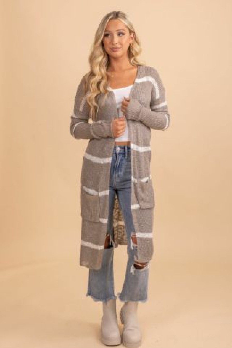 Wholesale Fashion Trends Speak Beautiful Things Long Striped Cardigan | * Online