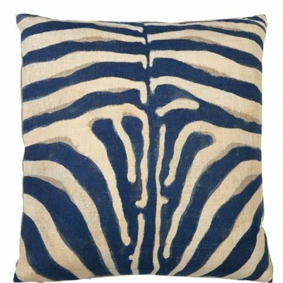 Dransfield & Ross Hand Painted Zebra Navy Cushion 58X58Cm | * Best