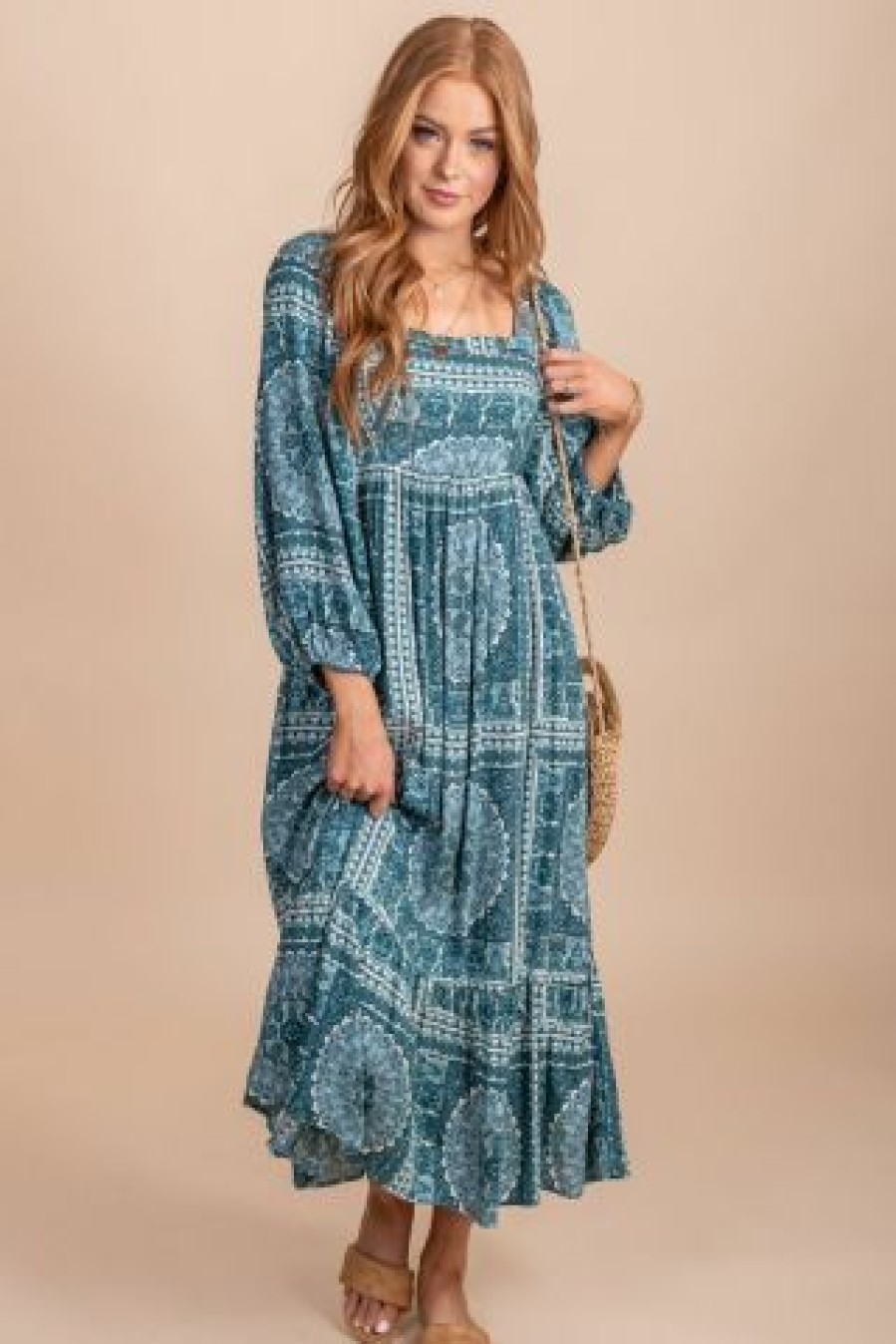 In Loom Romantic Night Patterned Midi Dress | * Online