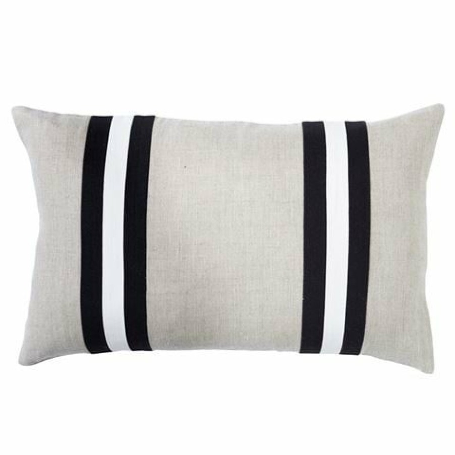 Paloma Duo Stripe Linen Long Cushion Black 30X50Cm | * Best