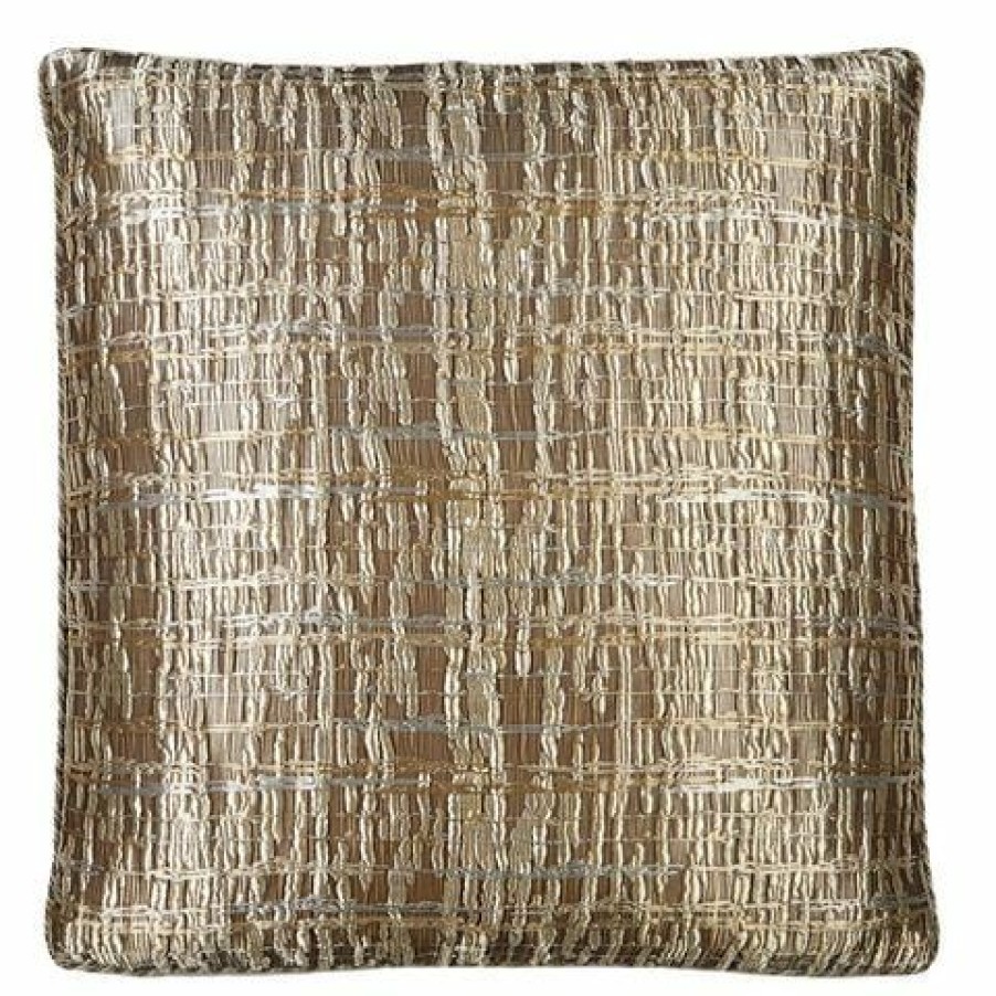 Dransfield & Ross Gold Metallic Plaid Cushion 54X54Cm | * Online