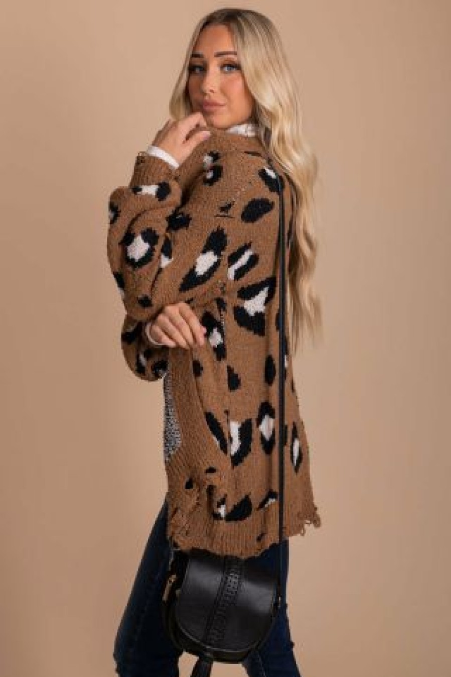 Very J Run Wild Leopard Print Cardigan | * New