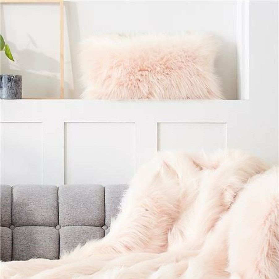 Evelyne Prelonge Faux Fur Cushion Himalaya Blush 28X48Cm | * New